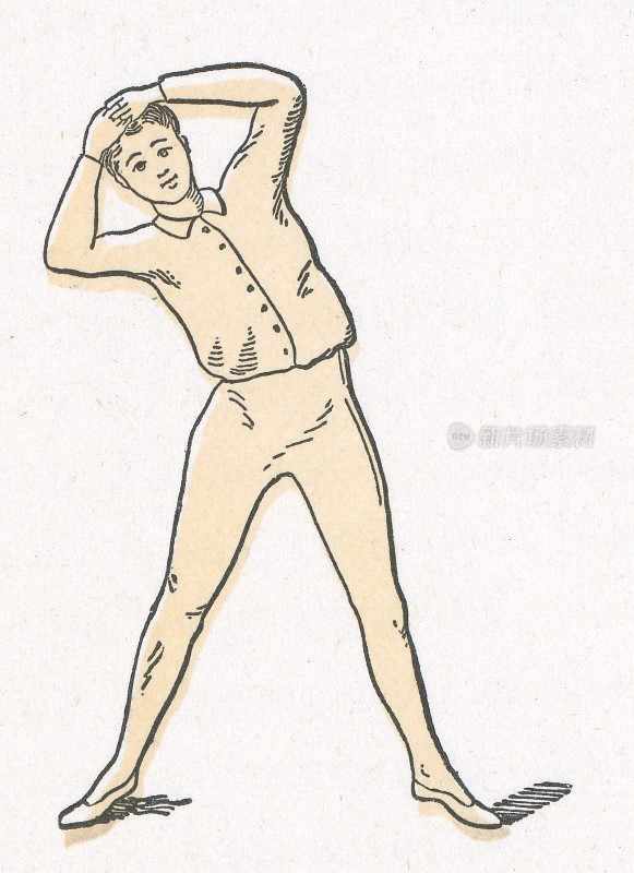 男子示范站立侧弯练习- 19世纪